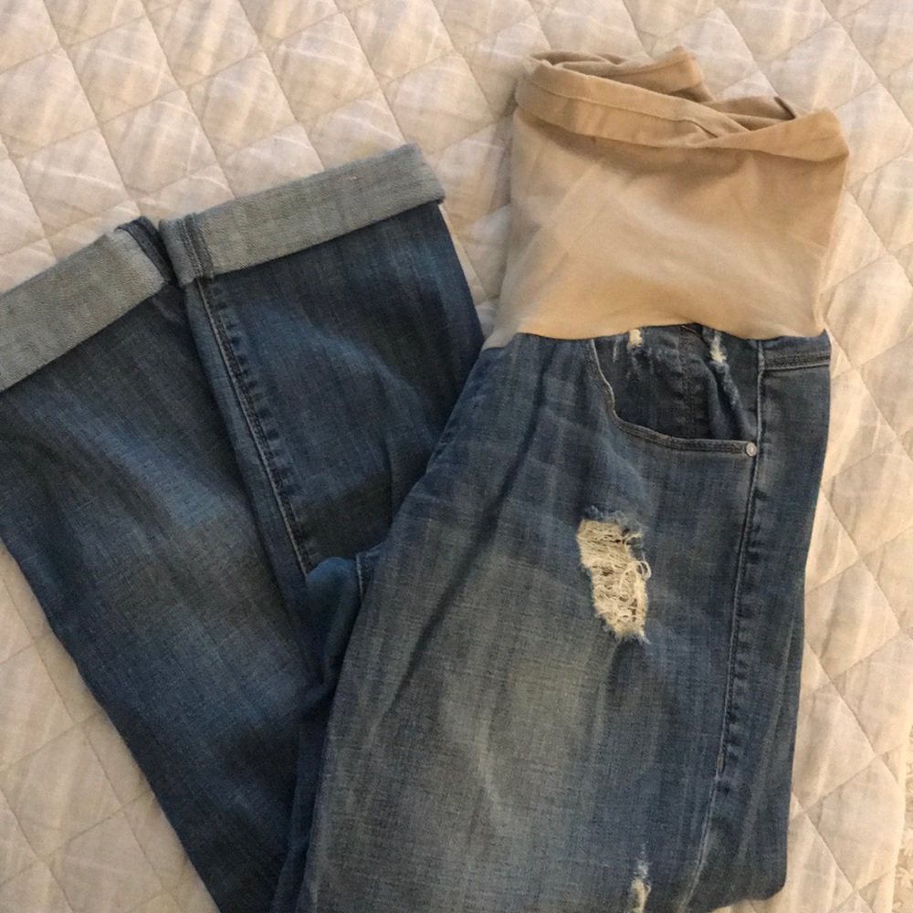 Pea in the Pod Boyfriend Ripped Jeans, Sz S